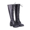 Black Chunky Lace up Boots Knee High TU-011