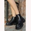 Shiny Lace up Ankle Boots for Women Low Heel AL-226