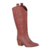 Tan Embroidered Low Heel Boot for Ladies TU-06