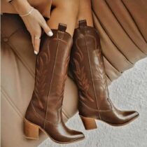 Tan Embroidery Cowboy Boots for Women TU-018