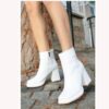 White Blunt Toe Boots for Women Ankle Boots AL-225