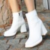 White Blunt Toe Boots for Women Ankle Boots AL-225