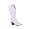 White Embroidered Boots Knee Length TU-08